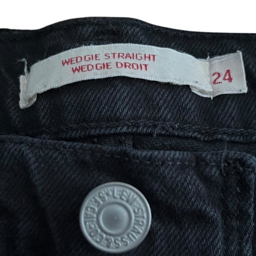 Levi’s Wedgie Straight Ankle Jeans Black Sprout W24 High Rise - Picture 12 of 15